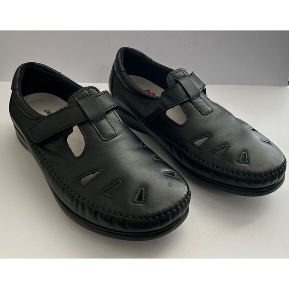 SAS Shoes: San Antonio Shoemakers Shoes - SAS Sz 11WW Roamer Comfortable Women's Black Leather Hook & Loop Strap Shoes